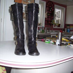 Enzio Angiolini Sayin Black Leather Riding Boot Sz 8M